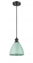 Innovations Lighting 516-1P-BK-MBD-75-SF - Plymouth - 1 Light - 8 inch - Matte Black - Cord hung - Mini Pendant