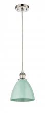 Innovations Lighting 516-1P-PN-MBD-75-SF - Plymouth - 1 Light - 8 inch - Polished Nickel - Cord hung - Mini Pendant