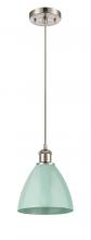 Innovations Lighting 516-1P-SN-MBD-75-SF - Plymouth - 1 Light - 8 inch - Brushed Satin Nickel - Cord hung - Mini Pendant