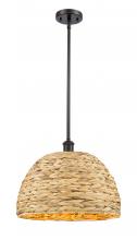  516-1S-OB-RBD-16-NAT - Woven Rattan - 1 Light - 16 inch - Oil Rubbed Bronze - Mini Pendant