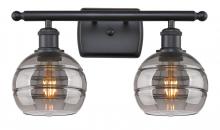  516-2W-BK-G556-6SM - Rochester - 2 Light - 16 inch - Matte Black - Bath Vanity Light