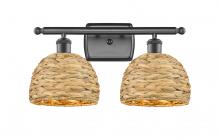  516-2W-OB-RBD-8-NAT - Woven Rattan - 2 Light - 18 inch - Oil Rubbed Bronze - Bath Vanity Light