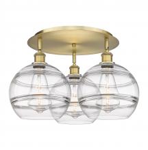 Innovations Lighting 516-3C-BB-G556-10CL - Rochester - 3 Light - 22 inch - Brushed Brass - Flush Mount