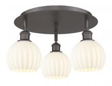  516-3C-OB-G1217-6WV - White Venetian - 3 Light - 18 inch - Oil Rubbed Bronze - Flush Mount