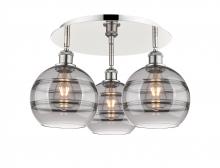 Innovations Lighting 516-3C-PN-G556-8SM - Rochester - 3 Light - 20 inch - Polished Nickel - Flush Mount