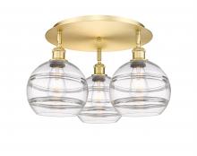 Innovations Lighting 516-3C-SG-G556-8CL - Rochester - 3 Light - 20 inch - Satin Gold - Flush Mount