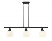  516-3I-BK-G1217-6WV - White Venetian - 3 Light - 36 inch - Matte Black - Stem Hung - Island Light