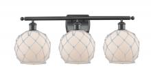 Innovations Lighting 516-3W-BK-G121-8RW - Farmhouse Rope - 3 Light - 28 inch - Matte Black - Bath Vanity Light