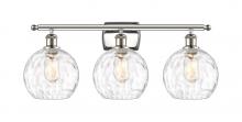  516-3W-PN-G1215-8 - Athens Water Glass - 3 Light - 28 inch - Polished Nickel - Bath Vanity Light