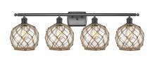 Innovations Lighting 516-4W-BK-G122-8RB - Farmhouse Rope - 4 Light - 38 inch - Matte Black - Bath Vanity Light