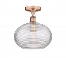 Innovations Lighting 616-1F-AC-G555-12CL - Ithaca - 1 Light - 12 inch - Antique Copper - Semi-Flush Mount