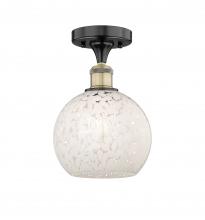 Innovations Lighting 616-1F-BAB-G1216-8WM - White Mouchette - 1 Light - 8 inch - Black Antique Brass - Semi-Flush Mount