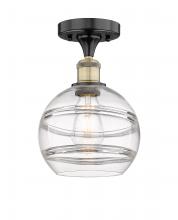 Innovations Lighting 616-1F-BAB-G556-8CL - Rochester - 1 Light - 8 inch - Black Antique Brass - Semi-Flush Mount