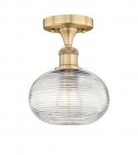 Innovations Lighting 616-1F-BB-G555-8CL - Ithaca - 1 Light - 8 inch - Brushed Brass - Semi-Flush Mount