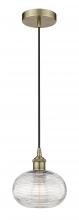 Innovations Lighting 616-1P-AB-G555-8CL - Ithaca - 1 Light - 8 inch - Antique Brass - Cord hung - Mini Pendant