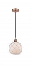 Innovations Lighting 616-1P-AC-G121-8RW - Farmhouse Rope - 1 Light - 8 inch - Antique Copper - Cord hung - Mini Pendant