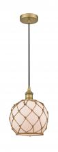 Innovations Lighting 616-1P-BB-G121-8RB - Farmhouse Rope - 1 Light - 8 inch - Brushed Brass - Cord hung - Mini Pendant