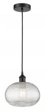 Innovations Lighting 616-1P-BK-G555-10CL - Ithaca - 1 Light - 10 inch - Matte Black - Cord hung - Mini Pendant