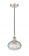 Innovations Lighting 616-1P-PN-G555-8CL - Ithaca - 1 Light - 8 inch - Polished Nickel - Cord hung - Mini Pendant