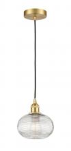 Innovations Lighting 616-1P-SG-G555-8CL - Ithaca - 1 Light - 8 inch - Satin Gold - Cord hung - Mini Pendant