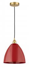 Innovations Lighting 616-1P-SG-MBD-12-RD - Plymouth - 1 Light - 12 inch - Satin Gold - Cord hung - Mini Pendant