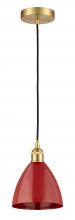 Innovations Lighting 616-1P-SG-MBD-75-RD-LED - Plymouth - 1 Light - 8 inch - Satin Gold - Cord hung - Mini Pendant