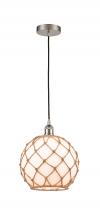 Innovations Lighting 616-1P-SN-G121-10RB - Farmhouse Rope - 1 Light - 10 inch - Brushed Satin Nickel - Cord hung - Mini Pendant