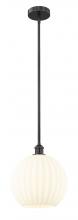 Innovations Lighting 616-1S-BK-G1217-12WV - White Venetian - 1 Light - 12 inch - Matte Black - Stem Hung - Mini Pendant