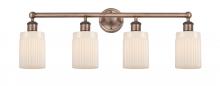 Innovations Lighting 616-4W-AC-G341 - Hadley - 4 Light - 32 inch - Antique Copper - Bath Vanity Light