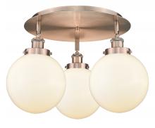 Innovations Lighting 916-3C-AC-G201-8 - Beacon - 3 Light - 20 inch - Antique Copper - Flush Mount