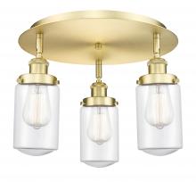  916-3C-SG-G312 - Dover - 3 Light - 16 inch - Satin Gold - Flush Mount