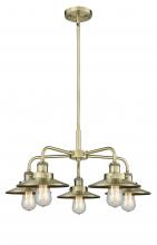 Innovations Lighting 916-5CR-AB-M4-AB - Edison - 5 Light - 27 inch - Antique Brass - Chandelier