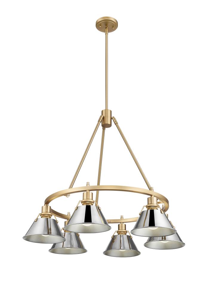 Orwell BCB 6 Light Chandelier in Brushed Champagne Bronze with Chrome shades