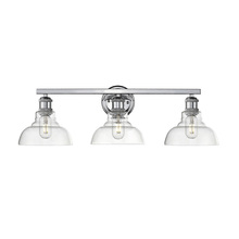 Golden Canada 0305-BA3 CH-CLR - Carver 3-Light Bath Vanity in Chrome with Clear Glass Shades