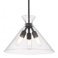 Golden Canada 0511-3P BLK-CLR - Malta 3 Light Pendant in Matte Black & Clear Glass