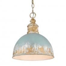 Golden Canada 0809-M VG-TEAL - Alison Medium Pendant in Vintage Gold with Teal Shade