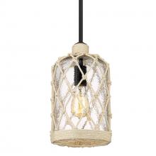 Golden Canada 1090-M1L BLK-HCG - Nassau Mini Pendant in Matte Black with Hammered Clear Glass