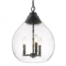 Golden Canada 1094-3P BLK-HCG - Ariella 3-Light Pendant in Matte Black with Hammered Clear Glass