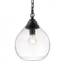 Golden Canada 1094-S BLK-HCG - Ariella Small Pendant in Matte Black with Hammered Clear Glass