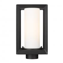 Golden Canada 2073-OPST NB-OP - Smyth NB Post Mount - Outdoor in Natural Black with Opal Glass Shade