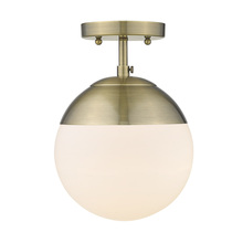 Golden Canada 3218-SF AB-AB - Dixon Semi-Flush in Aged Brass with Opal Glass and Aged Brass Cap