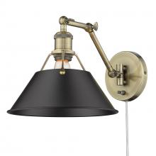 Golden Canada 3306-A1W AB-BLK - Orwell AB 1 Light Articulating Wall Sconce in Aged Brass with Matte Black shade