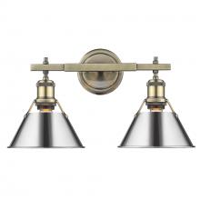 Golden Canada 3306-BA2 AB-CH - Orwell AB 2 Light Bath Vanity in Aged Brass with Chrome shades