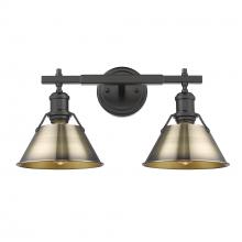 Golden Canada 3306-BA2 BLK-AB - Orwell BLK 2 Light Bath Vanity in Matte Black with Aged Brass shades