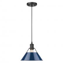 Golden Canada 3306-M BLK-NVY - Orwell BLK Medium Pendant - 10" in Matte Black with Matte Navy shade