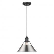 Golden Canada 3306-M BLK-PW - Orwell BLK Medium Pendant - 10" in Matte Black with Pewter shade