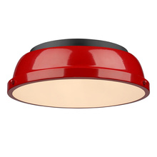 Golden Canada 3602-14 BLK-RD - Duncan 14" Flush Mount in Matte Black with a Red Shade