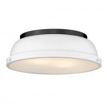 Golden Canada 3602-14 BLK-WHT - Duncan 14" Flush Mount in Matte Black with a Matte White Shade