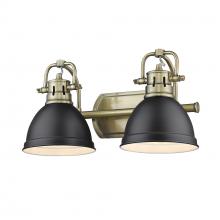 Golden Canada 3602-BA2 AB-BLK - Duncan 2 Light Bath Vanity in Aged Brass with Matte Black Shades