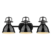 Golden Canada 3602-BA3 BLK-BK - Duncan 3 Light Bath Vanity in Matte Black with a Black Shade